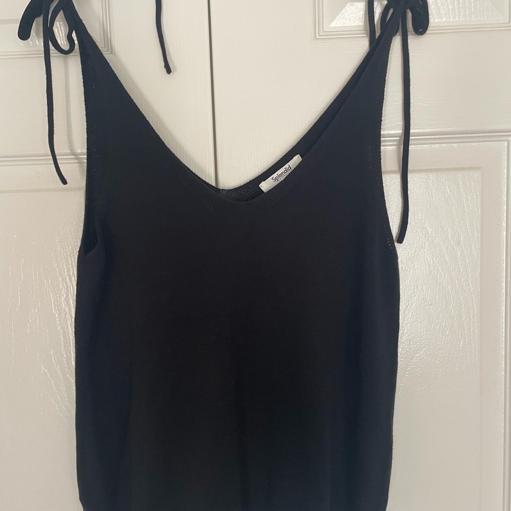 NWT Splendid Black Camisole with Tie Straps